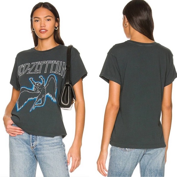 DAYDREAMER Led Zeppelin 1984 Tour Band Tee In Charcoal Black Size Small NEW